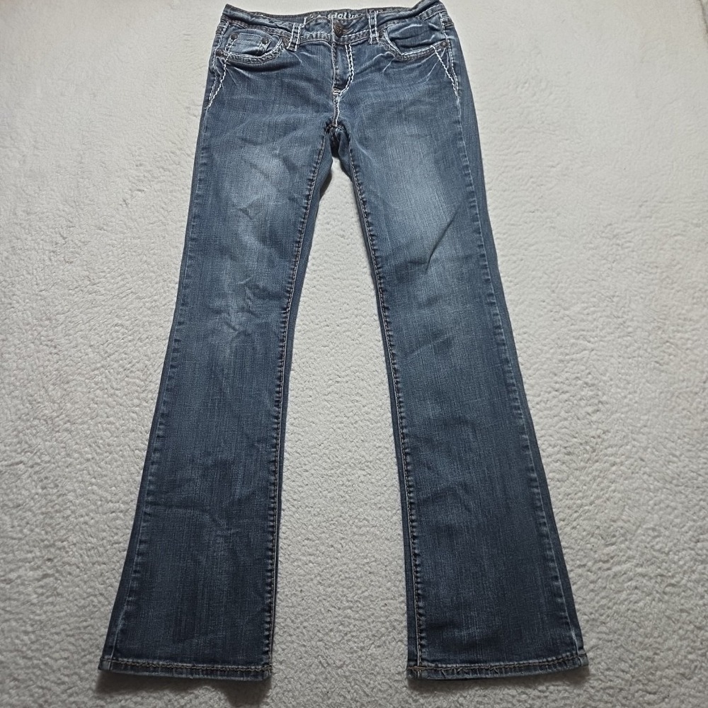L.A. Idol Size 11‎ Low Rise Bootcut Jeans Rhinestone Thick Stitch Y2K